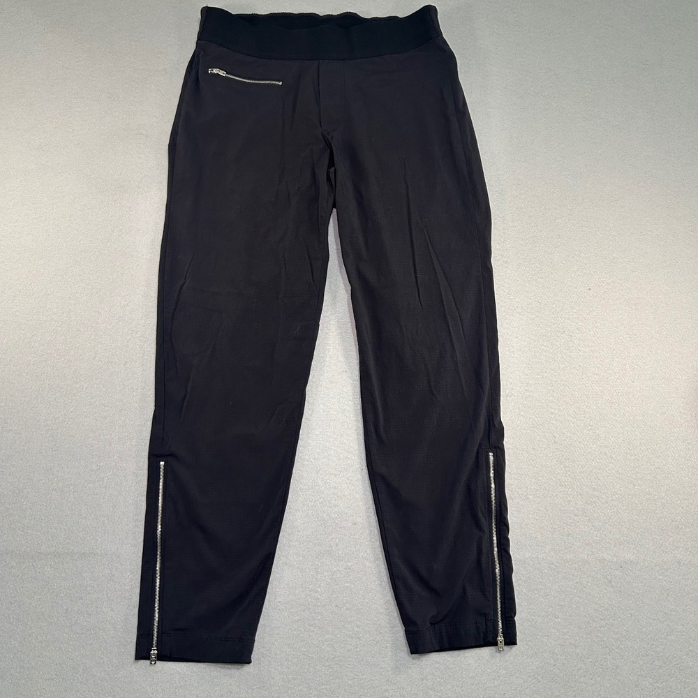 Athleta Ankle Pants Women Size 6 Black Ripstop Zipper Hem Active Travel